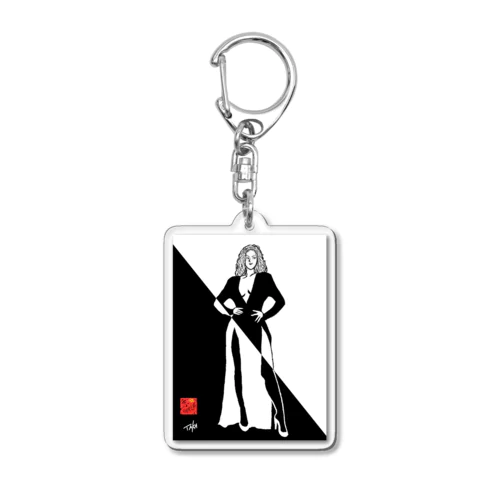 白と黒の女 Acrylic Key Chain