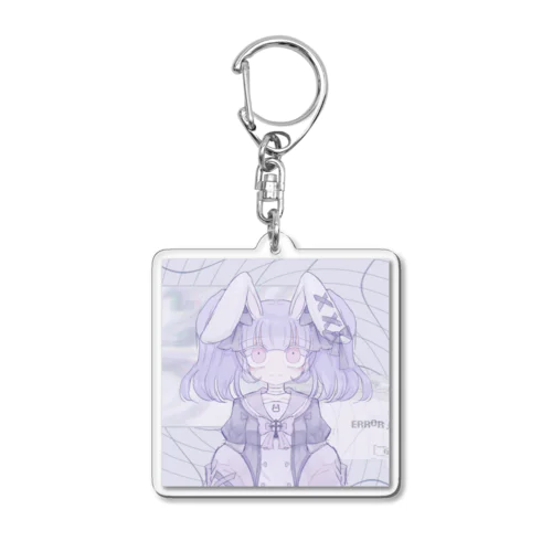 電子のうさぎ。（鈴子らん）square Acrylic Key Chain