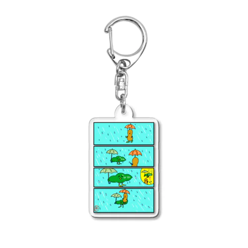 雨の日の助け合い Acrylic Key Chain