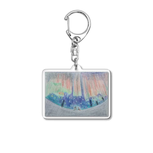 オーロラに出あった「ミーコの世界探索） Acrylic Key Chain