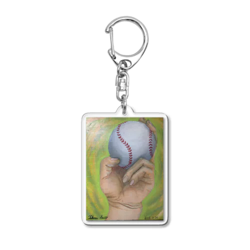 油彩画　『野球ボールと手』 Acrylic Key Chain