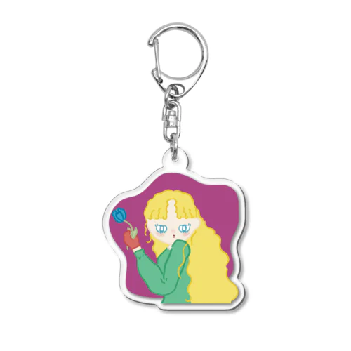 チューリップを持つ女 Acrylic Key Chain