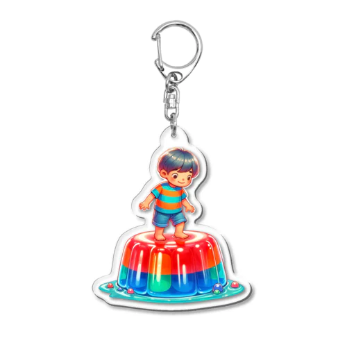 ゼリーの上に立つ少年 Acrylic Key Chain