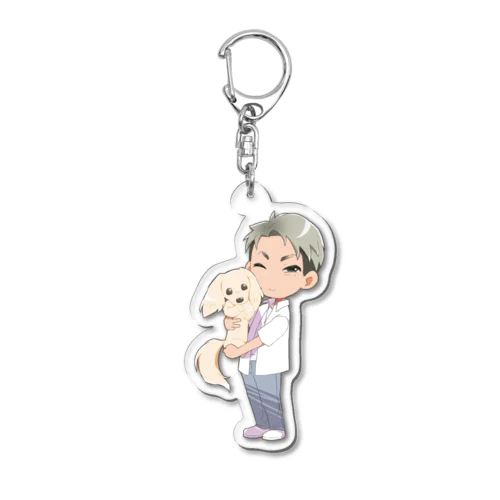 愛犬ニッキー君と佐藤代表 Acrylic Key Chain