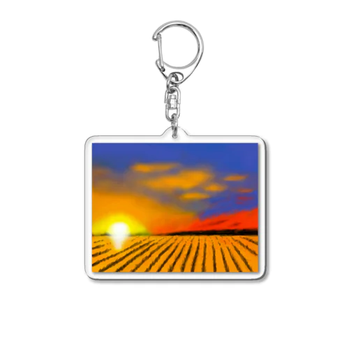 田んぼと夕焼け Acrylic Key Chain