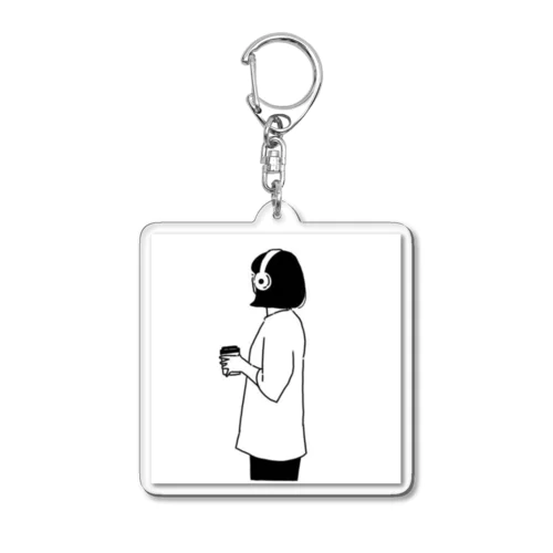 ヘッドホン女子（コーヒー） Acrylic Key Chain