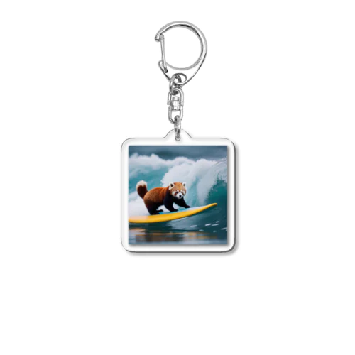 サーフィンをするレッサーパンダ Acrylic Key Chain