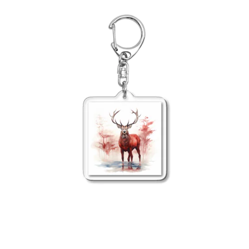 かわいい赤いエルクのTシャツ Acrylic Key Chain