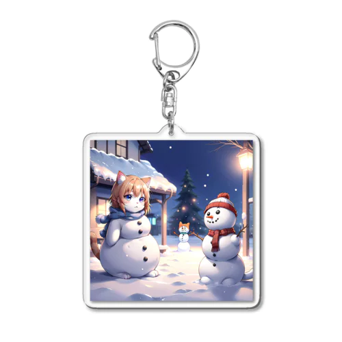 するめ猫雪だるまグッズ Acrylic Key Chain