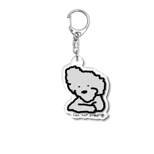 寝てたのに寝てないという犬 Acrylic Key Chain