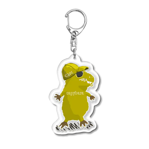 カピバラ‐🧢🕶ｂ1 モスグリーン Acrylic Key Chain