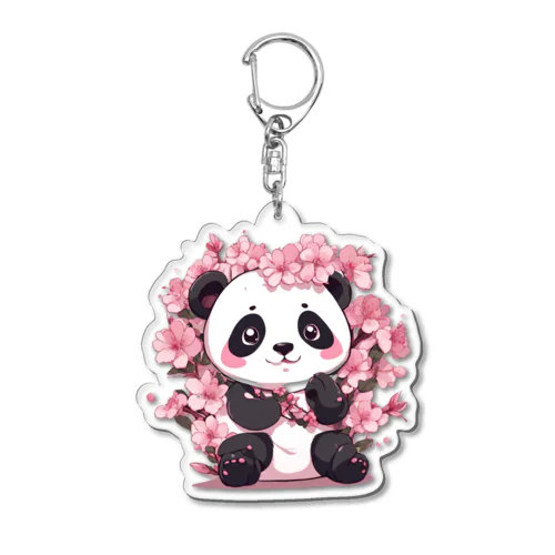 満開桜とパンダ Acrylic Key Chain