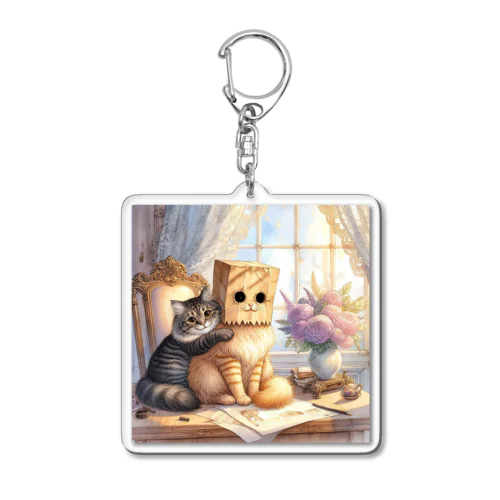 見守る猫 Acrylic Key Chain