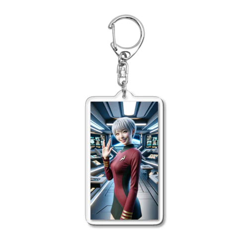 宇宙艦の女性クルーのVulcan Salutr Acrylic Key Chain