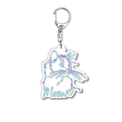 細くてカラフルな線の猫 Acrylic Key Chain