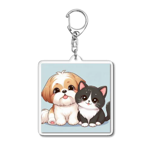 シーズーと白黒にゃんこ Acrylic Key Chain