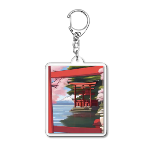 鳥居と桜 Acrylic Key Chain