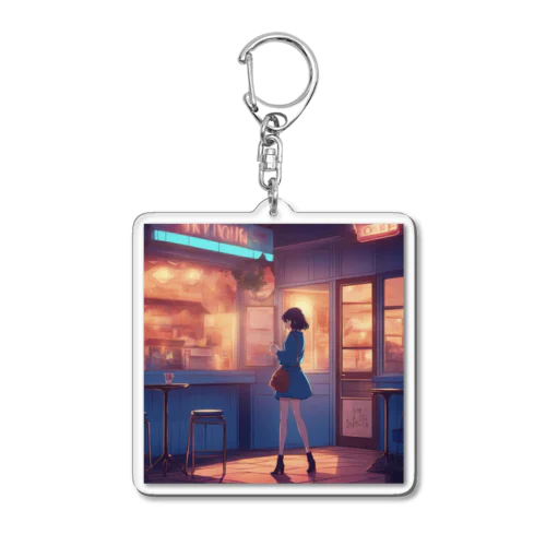 レトロなカフェで黄昏 Acrylic Key Chain