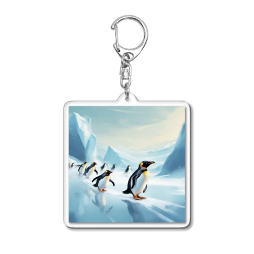競争するペンギン達 Acrylic Key Chain
