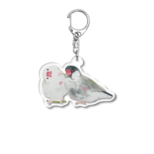 仲良し文鳥ちゃん Acrylic Key Chain