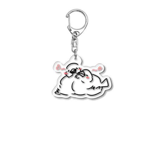 ラブふわ文鳥ず 線画① Acrylic Key Chain