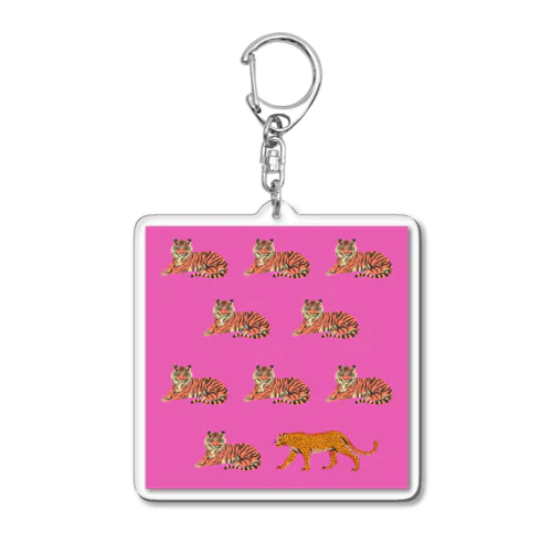  tigertigerときどきチーター　ピンク Acrylic Key Chain