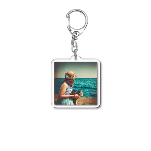 海と女の子 Acrylic Key Chain