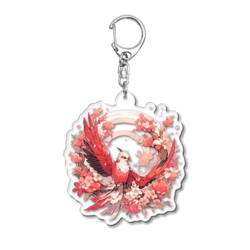 桜と紅鳥 Acrylic Key Chain