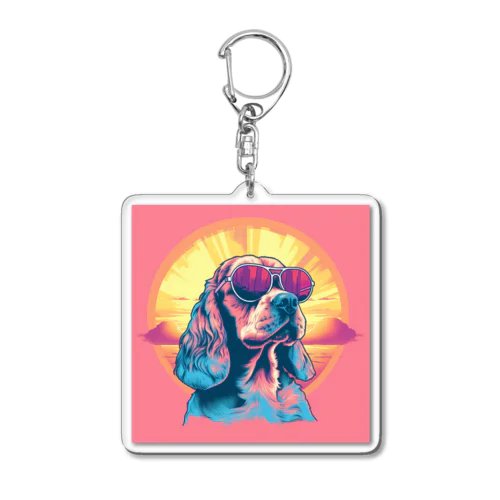 cocker sunset Acrylic Key Chain