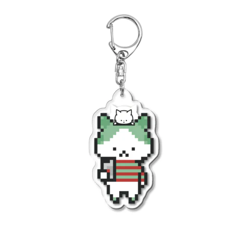 スマホを持つドット絵ネコとネコ Acrylic Key Chain