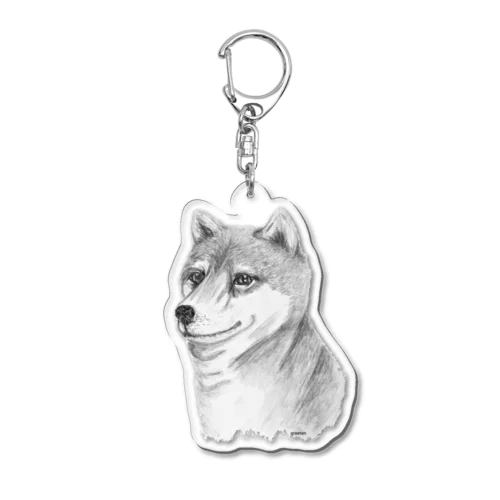 柴犬　モノクロアート犬 Acrylic Key Chain