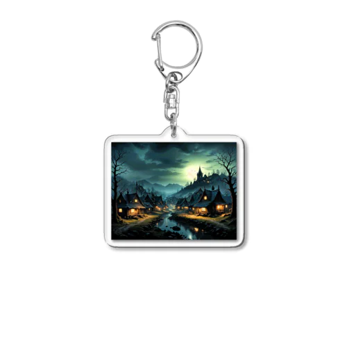 夜に輝く美しい村の光景 Acrylic Key Chain