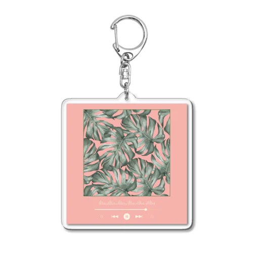 モンステラ / Monstera × Music Player Pink【四角】 Acrylic Key Chain