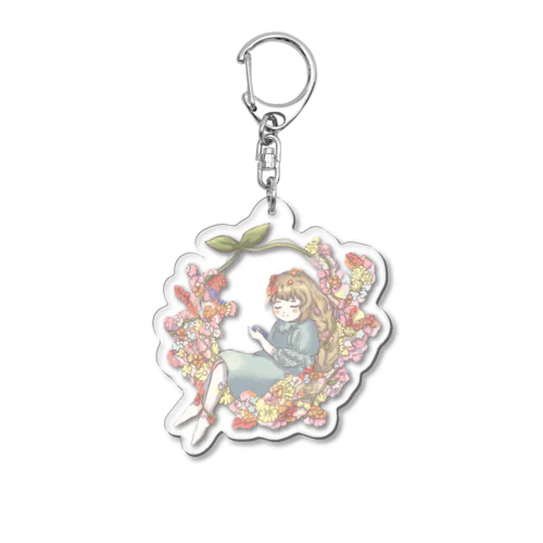 お花のベッドでお昼寝 Acrylic Key Chain