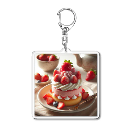 いちごケーキ 丸型 Acrylic Key Chain