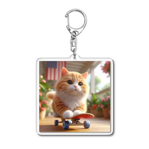 スケボーCAT Acrylic Key Chain