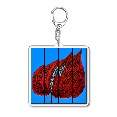 大紅団扇。(格子戸) Acrylic Key Chain
