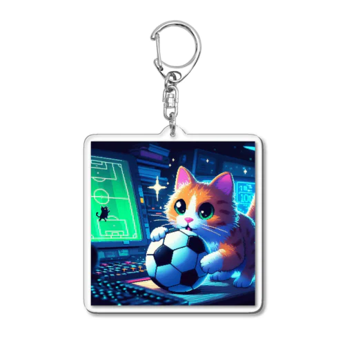 猫とサッカー Acrylic Key Chain