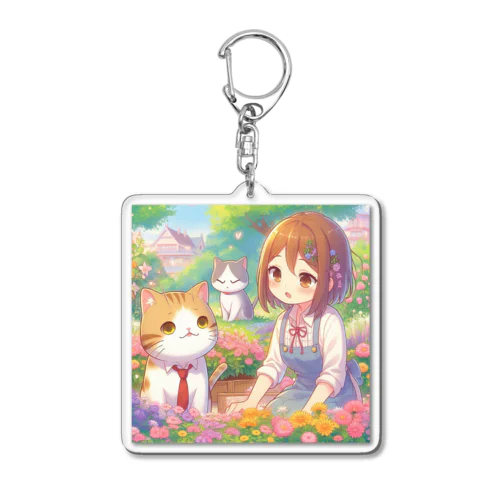 猫父さんと私 Acrylic Key Chain