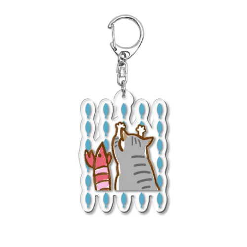 ムイチとエビぐるみ(お魚ストライプ) Acrylic Key Chain