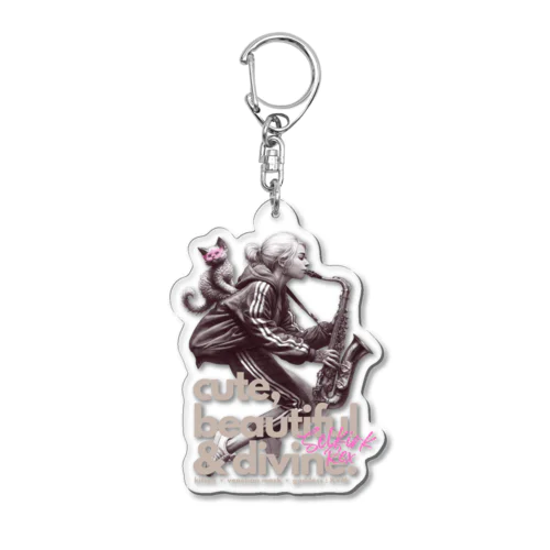 仮面のセルカークレックス｜子猫｜サックス ①_black label Acrylic Key Chain