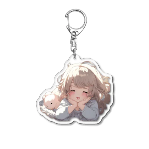 眠れない夜の可愛い少女 Acrylic Key Chain