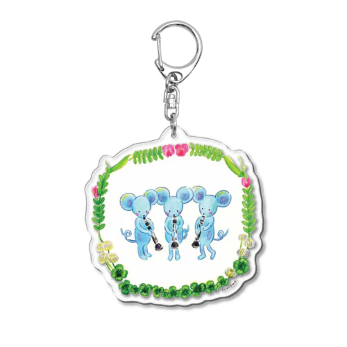 クラリネット吹きなネズミさんたち Acrylic Key Chain