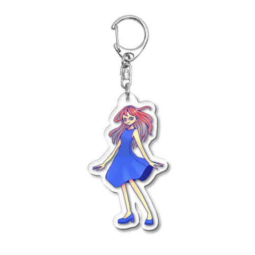 青系お嬢さん Acrylic Key Chain