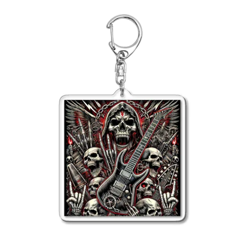 "Metal Mayhem: Skulls and Strings" アクリルキーホルダー