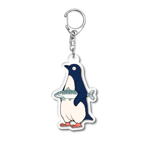 魚抱えペンギン Acrylic Key Chain