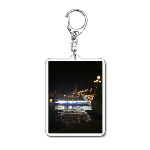 パリ、夜のセーヌ川 Acrylic Key Chain