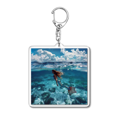 モルジブの大海原で人魚が泳いでいますsanae2074 Acrylic Key Chain