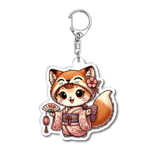 キュートなキツネコスチュームの子猫 Acrylic Key Chain