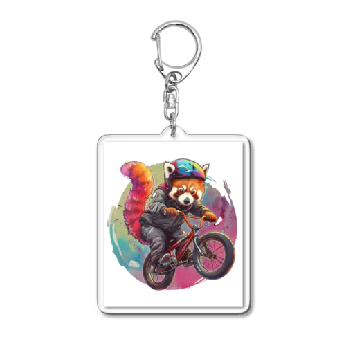 スポーツにチャレンジするレッサーパンダシリーズ＃4 BMX Acrylic Key Chain